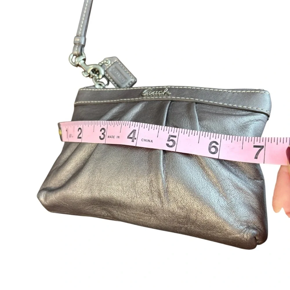 Coach Madison Gathered Leather Wristlet – Metallic Gray / Pewter - Picture 7 of 9
